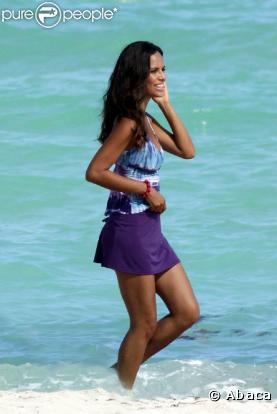 Selita Ebanks, à l'occasion d'un shooting sur une plage de Miami, en octobre 2009.