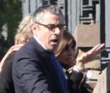 Rowan Atkinson en vacances à Rome avec sa femme Sunestra et sa fille Lily le 20 octobre 2009