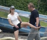 Helen Hunt en vacances au Mexique le 25 octobre 2009 avec son compagnon Matthew Carnahan