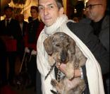 Gérard Klein et son teckel au Gala de la Truffe, chez Lancel, le 16/11/09