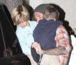 David Beckham s\'en va manger une glace avec ses fistons, à Los Angeles, le 17 novembre 2009.