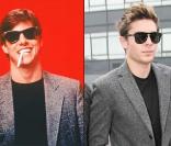 Tom Cruise en 1990 et Zac Efron à l'aéroport de Londres le 18 novembre 2009.... Ou le tweed à travers les âges ! 