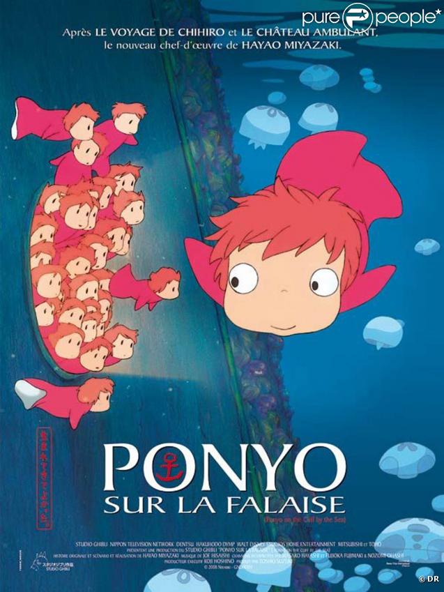 L'affiche de  Ponyo sur la falaise .