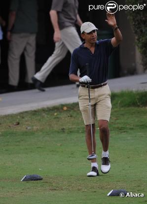 Barack Obama met en application les conseils du golfeur Tiger Woods, le 31 décembre.