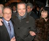 Bertrand Delanoë, Michel Leeb et Viviane Blassel à l'inauguration du Train Expo Pièces Jaunes à la Gare du Nord le 20 Janvier 2010