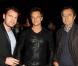 Clovis Cornillac, David Hallyday et Michel Denisot, à l'occasion de la grande soirée de lancement de l'Audi A8 qui s'est tenue à l'Olympia, à Paris, le 2 février 2010.