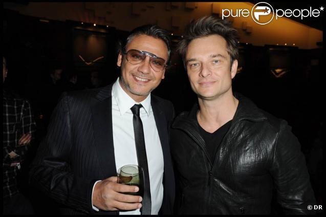 Valéry Zeitoun et David Hallyday, à l'occasion de la grande soirée de lancement de l'Audi A8 qui s'est tenue à l'Olympia, à Paris, le 2 février 2010.