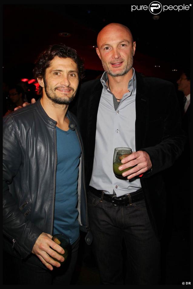 Bixente Lizarazu et Frank Leboeuf, à l'occasion de la grande soirée de lancement de l'Audi A8 qui s'est tenue à l'Olympia, à Paris, le 2 février 2010.