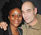 Aline Afanoukoé et Jean-Marc Barr, à l'occasion de la grande soirée de lancement de l'Audi A8 qui s'est tenue à l'Olympia, à Paris, le 2 février 2010.