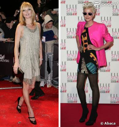 Kate Moss, ancien visage de la mode et  Agyness Deyn qui assure la relève 