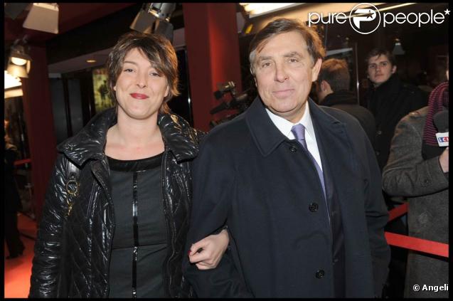 Jean-Pierre Foucault et sa fille Virginie à l'occasion de l'avant-première de  La Rafle  qui s'est tenue au Gaumont des Champs-Elysées, à Paris, le 8 mars 2010.