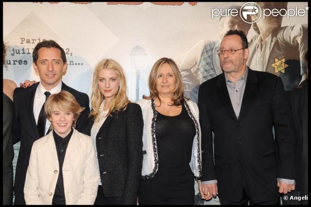 Gad Elmaleh, Mélanie Laurent, Roselyne Bosch et Jean Reno à l'occasion de l'avant-première de  La Rafle  qui s'est tenue au Gaumont des Champs-Elysées, à Paris, le 8 mars 2010.