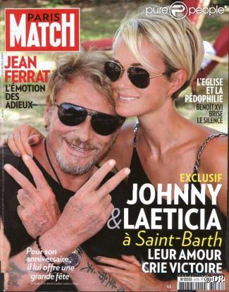 Johnny Hallyday et sa femme Laeticia en couverture de Paris Match