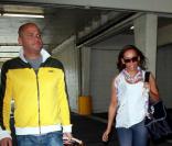 Melanie Brown et son mari Stephen Belafonte étaient aperçus, ce samedi 10 avril, à  l'aéroport de Burbank, de retour de leur séjour à Las Vegas.