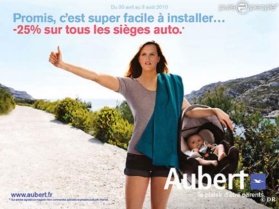 Mai 2010 : Laure Manaudou, maman depuis le 2 avril, apparaît dans la nouvelle campagne du n°1 de la puériculture, Aubert.
