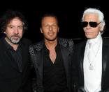 Tim Burton, Jean-Roch et Karl Lagerfeld à la soirée Chanel organisée au VIP Room à Cannes le 18 mai 2010