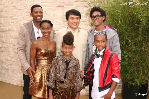 Will Smith, Jada Pinkett Smith, Jackie Chan, Willow Smith, Trey Smith et Jaden Smith lors de l'avant-première de Karate Kid le 7 juin 2010 à Los Angeles