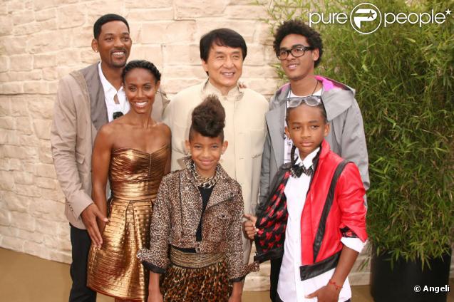 Will Smith, Jada Pinkett Smith, Jackie Chan, Willow Smith, Trey Smith et Jaden Smith lors de l'avant-première de Karate Kid le 7 juin 2010 à Los Angeles