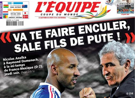 Le 17 juin 2010, à la mi-temps de France-Mexique, Nicolas Anelka a vertement et très publiquement insulté Raymond Domenech. Apothéose du climat délétère au sein de l'équipe de France...