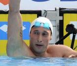 Fabien Gilot, vainqueur du 100m nage libre, lors du 200m papillon, à l'occasion de l'Open EDF, qui se tient au Lagardère Club de Paris, le 26 juin 2010. 
