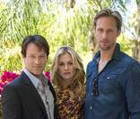 Les stars de  True Blood  a Stolckholm, le 16 jullet 2010 : Anna Paquin, Alexander Skargård et Stephen Moyer
