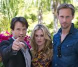 Les stars de  True Blood  a Stolckholm, le 16 jullet 2010 : Anna Paquin, Alexander Skargård et Stephen Moyer
