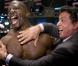 L'équipe du film Expendables a investi la bourse de New York le 19 août 2010: Terry Crews affiche ses muscles autour de Sylvester Stallone, Dolph Lundgren et Jason Statham 