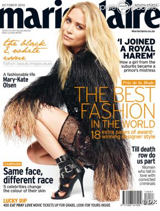 Mary-Kate Olsen pose en couverture du  Marie-Claire  sud-africain du mois d'octobre 2010.