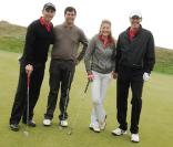 Alain Boghossian, Astrid Bard et Laurent Blanc lors du tournoi de golf des personnalités à Guyancourt le 15 octobre 2010