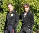 Jude Law et Robert Downey Jr. sur le tournage de Sherlock Holmes 2 en Grande-Bretagne à Pyrton le 20 octobre 2010