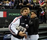 Ici Arnaud Clément. L\'Equipe de France de tennis a perdu en finale de la Coupe Davis contre la Serbie, le 5 décembre 2010