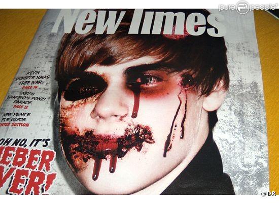 Justin Bieber apparaît défiguré sur la couverture du magazine satyrique américain,  Miami New Times .