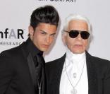 Karl Lagerfeld et Baptiste Giabiconi à Cannes, le 25 mai 2010.