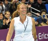 Mary Pierce a repris sa raquette lors de la soirée caritative Amélie organisée par Amélie Mauresmo pour l'Institut Curie au stade Coubertin, le 7 février 2011