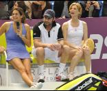 Michèle Laroque, Kad Meard et Amélie Mauresmo lors de la soirée caritative Amélie organisée pour l'Institut Curie au stade Coubertin, le 7 février 2011