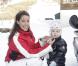 La princesse Marie et le prince Joachim de Danemark, le 17 février 2011 lors de leurs vacances aux sports d'hiver à Verbier, dans les Alpes suisses, avec leur fils Henrik, ainsi que Nikolai et Felix, les garçons nés du 1er mariage de Joachim.
