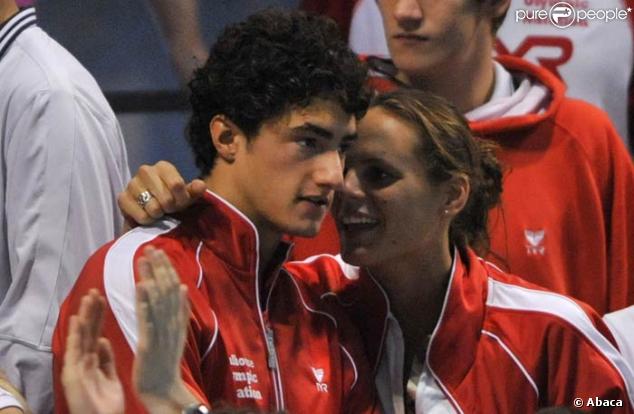Laure Manaudou et Benjamin Stasiulis, le 23/04/08, à Dunkerque