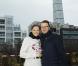 La princesse Victoria de Suède et le prince Daniel en visite à Malmö, dans le sud de la Suède, le 9 mars 2011. Clou de leur visite du jour : une imposante tour torsadée dominant la rade.