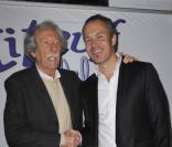 Jean Rochefort et le dessinateur Zep assistent à l'avant-première de Titeuf le film, dimanche 27 mars, au Grand Rex (Paris).
