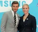 David Beckham et Zara Phillips le 13 juin 2011 à Londres pour les J.O. 2012 avec Samsung