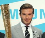 David Beckham et Zara Phillips le 13 juin 2011 à Londres pour les J.O. 2012 avec Samsung