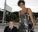 Cindy Sander et son fils Enzo, lors de la soirée de lancement officiel du clip Love is Love, au Palais Maillot, le 19 juin.
