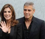 Elisabetta Canalis et George Clooney, à Milan, le 27 septembre 2010.
