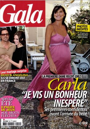 Carla Bruni-Sarkozy en couverture du magazine Gala en kiosques le 20 juillet au Fort de Brégançon