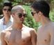 Les membres du groupe The Wanted, sur le lieu de tournage du clip de  Glad you came , à Ibiza, le 9 juin 2011.
