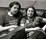 Benjamin Biolay et Isabelle Boulay en studio, août 2011.