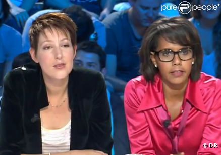Audrey Pulvar et Natacha Polony, sur le plateau d' On n'est pas couché  sur France 2.