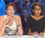 Natacha Polony et Audrey Pulvar sur le plateau d'On n'est pas couché, samedi 24 septembre 2011 sur France 2.