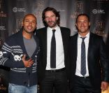Inauguration de la Villa Navarre, à Pau, le 23 septembre 2011 : Frédéric Beigbeder, Eric judor et Stéphane Carella. 