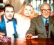 Anita Ekberg, héroïne d'Intervista, avec Marcello Mastroianni et le réalisateur Federico Fellini 